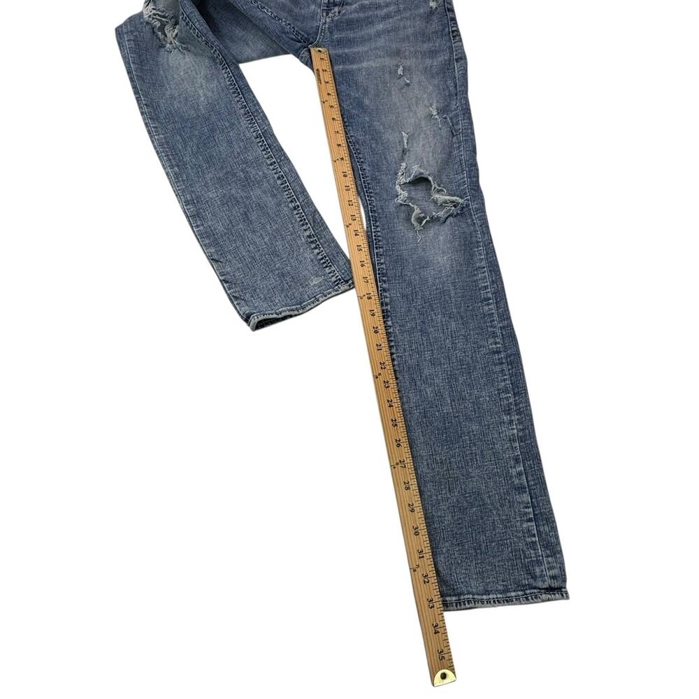 BKE Buckle Alec Straight Leg Jeans Men's 32L Actual 30" W x‎ 33.5"Ins Distressed - Picture 13 of 16